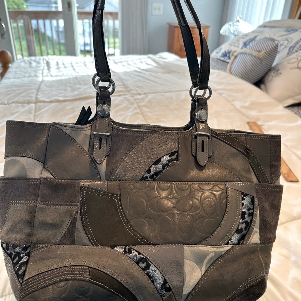 Coach - Stylish Women's Patchwork Bag - Black and Gray